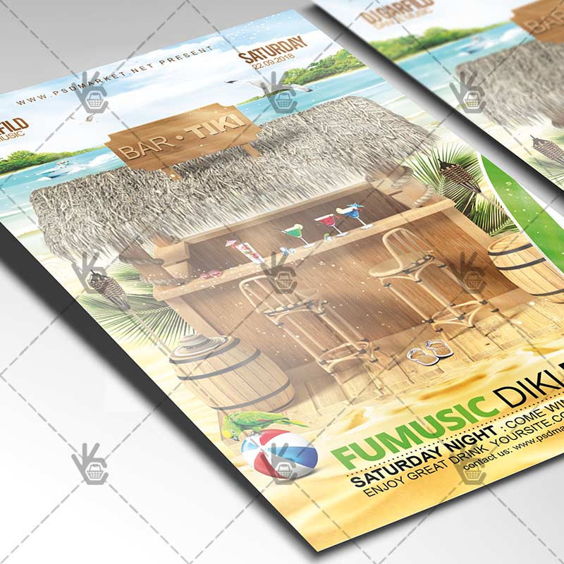 tiki bar party premium flyer psd template psdmarket luau party flyer