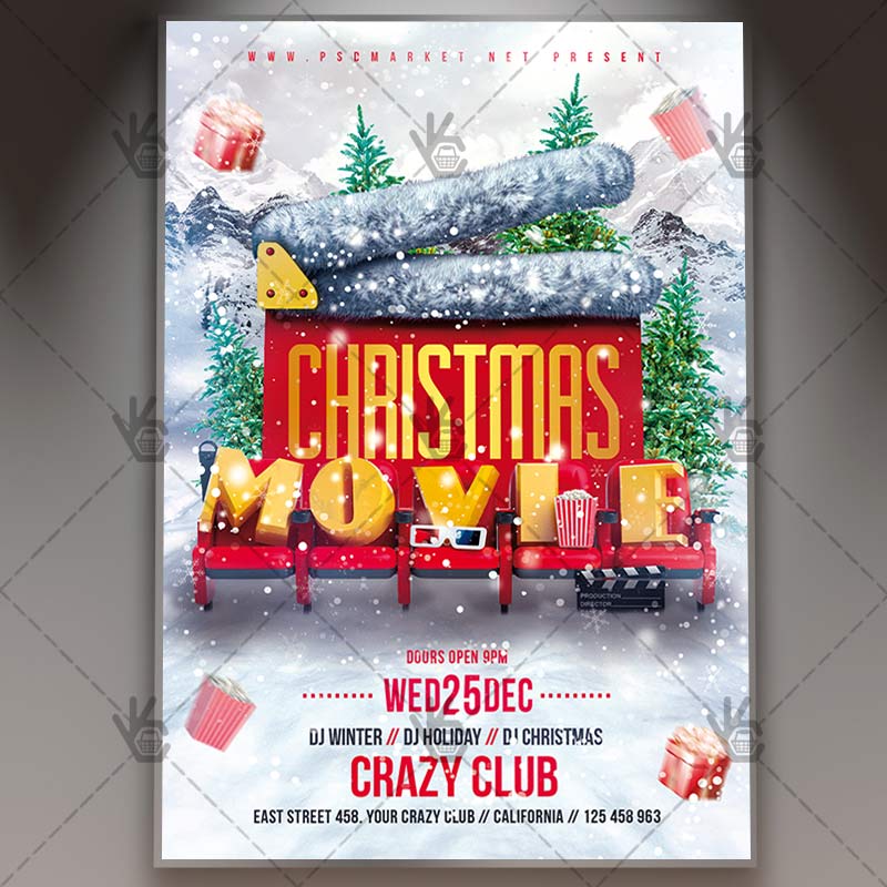 Download Free Christmas Movie – Winter Flyer PSD Template