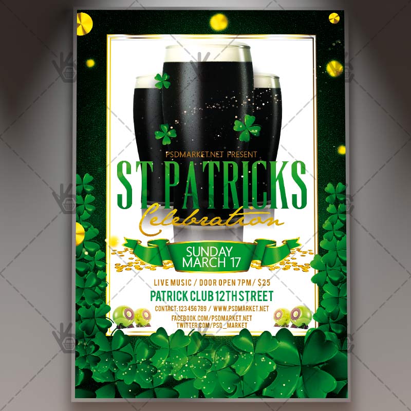 st patricks day celebration premium flyer psd template psdmarket st patricks day flyer template free