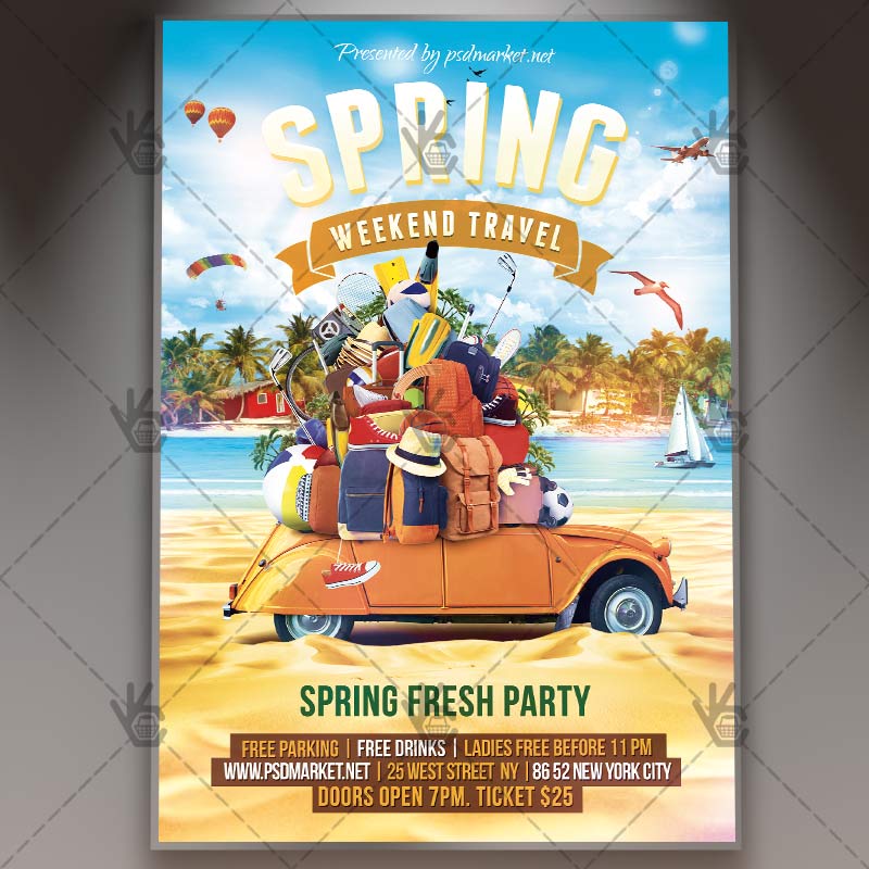 spring weekend travel premium flyer psd template travel flyer psd