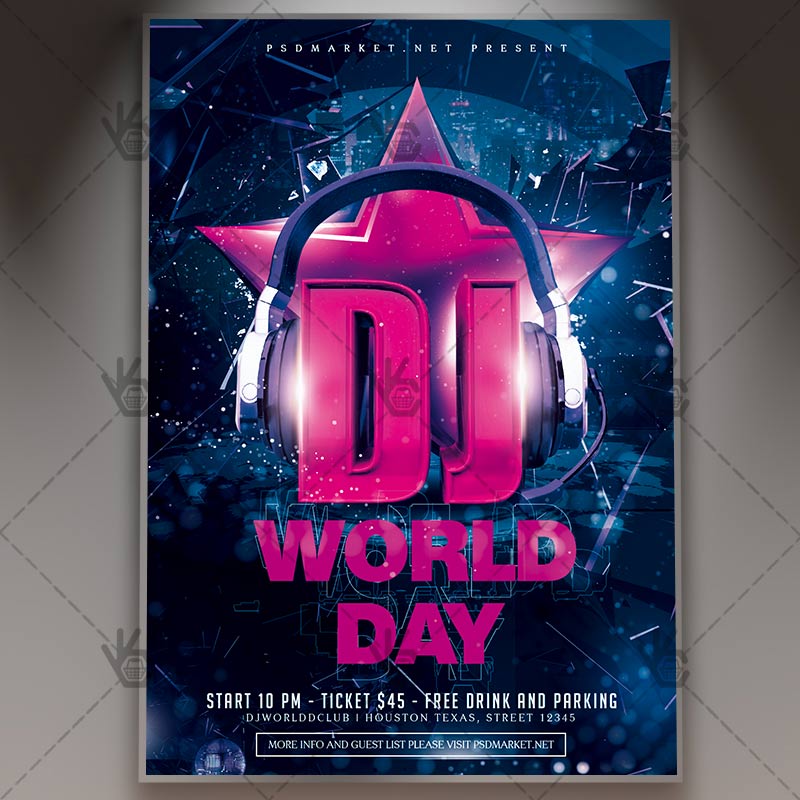 dj world day premium flyer psd template dj logo psd templates