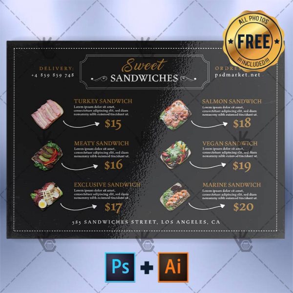 cafe menu a5 free menu psd ai template