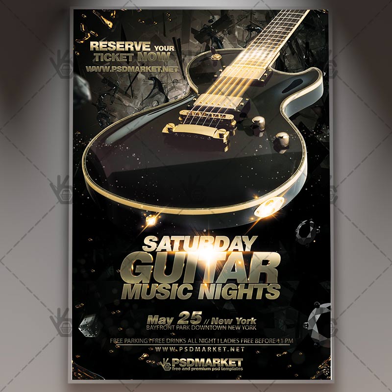 guitar music night premium flyer psd template musical flyer templates