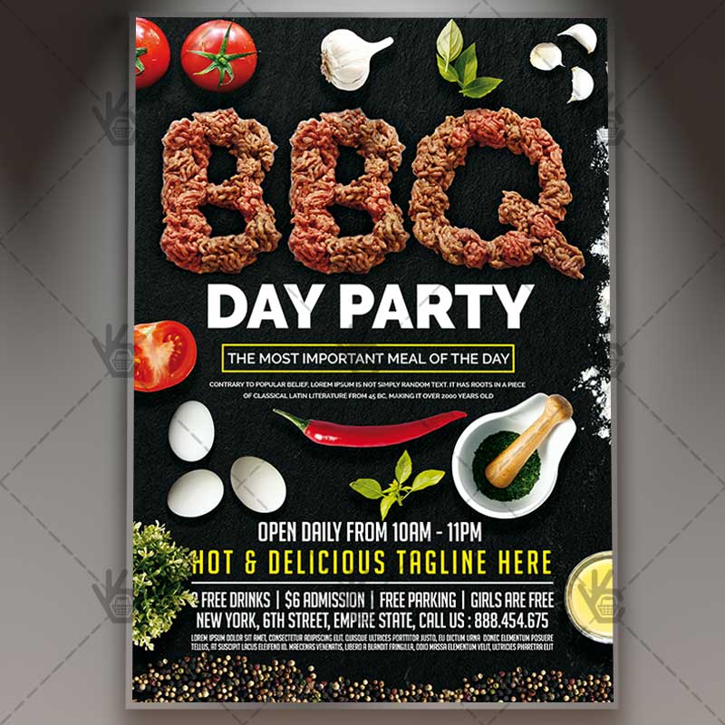 bbq day party premium flyer psd template psdmarket