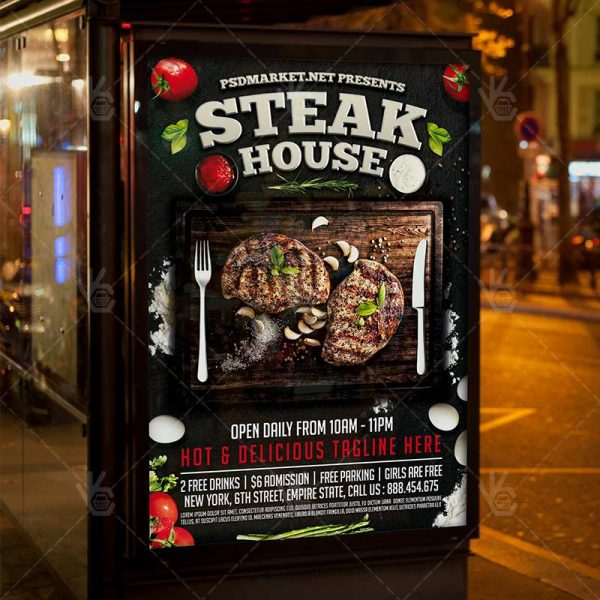 steak house premium flyer psd template psdmarket flyers of a steak house