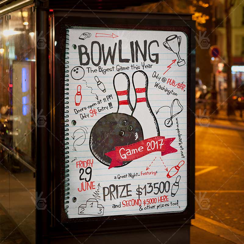 Bowling Party Flyer Template