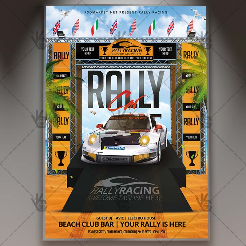 car rally premium flyer