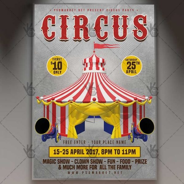 Circus Party Premium Flyer PSD Template PSDmarket