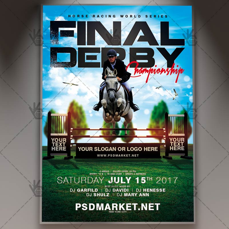 derby horse racing premium flyer psd template psdmarket horse flyers