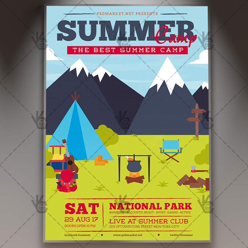 summer camp premium flyer psd template psdmarket summer camp flyer