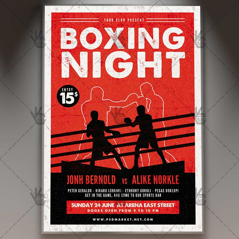 boxing night premium flyer psd template psdmarket boxing flyer template photoshop