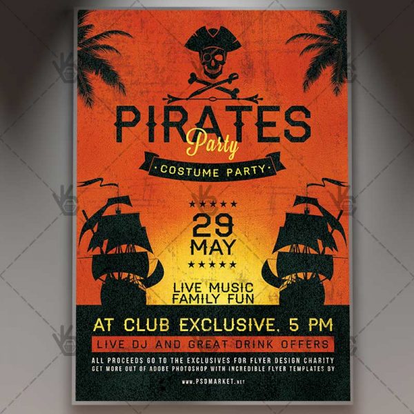 Pirates Party Premium Flyer Psd Template Psdmarket Pirates Party Premium Flyer Psd Template
