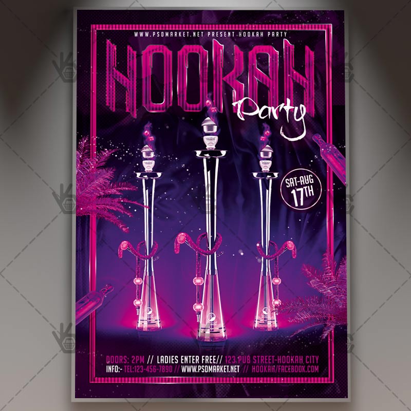 hookah party premium flyer psd template psdmarket