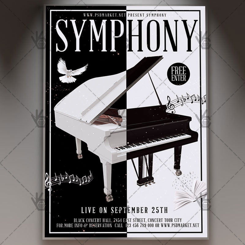 symphony music premium flyer psd template psdmarket sample flyers for church pianist needed