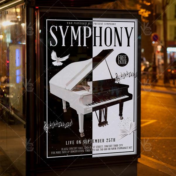 symphony music premium flyer psd template psdmarket sample flyers for church pianist needed