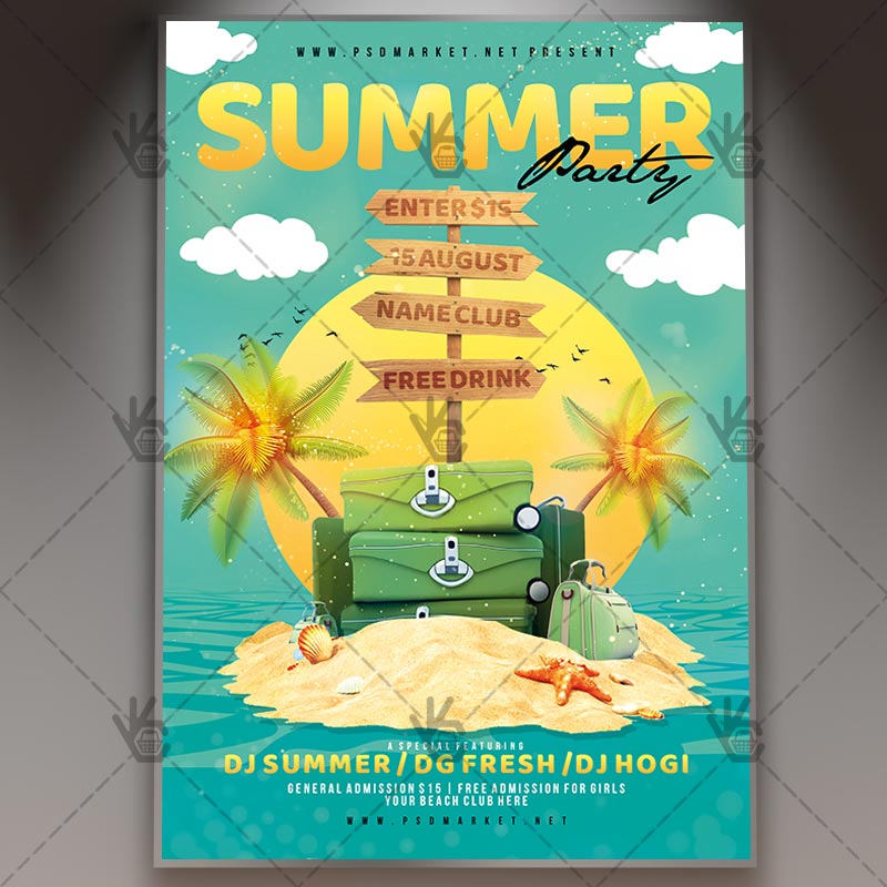summer travel party premium flyer psd template travel flyer psd