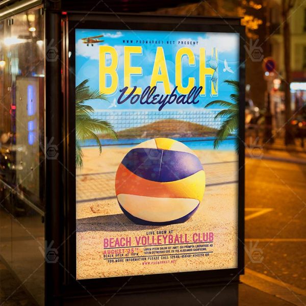 beach volleyball premium flyer psd template psdmarket