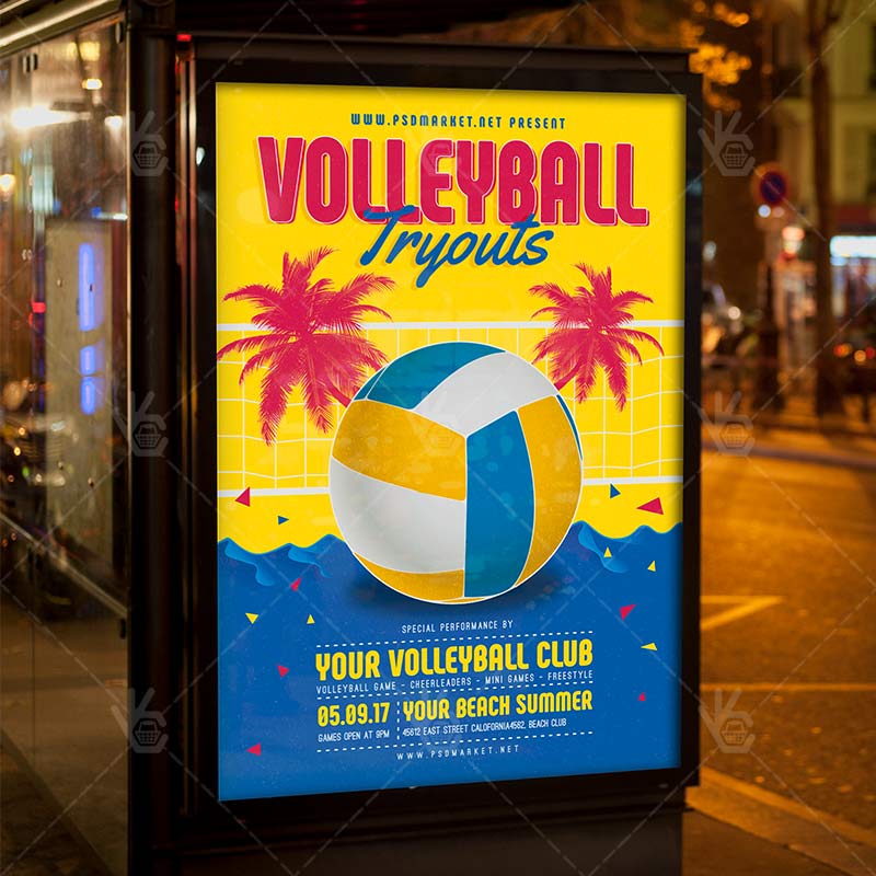 Volleyball Tryouts Premium Flyer PSD Template PSDmarket Volleyball Tryouts Premium Flyer PSD Template PSDmarket