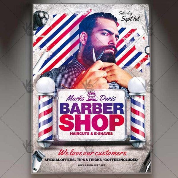 barber shop premium flyer psd template barber flyer