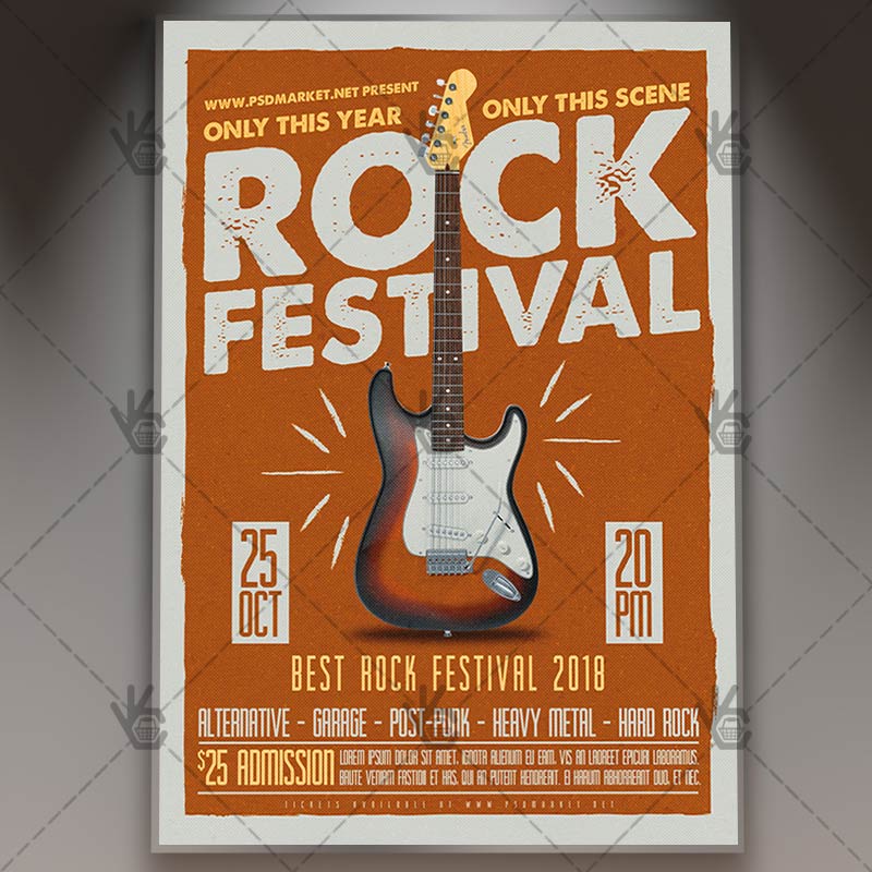 rock fest club flyer psd template psdmarket rock festival flyer