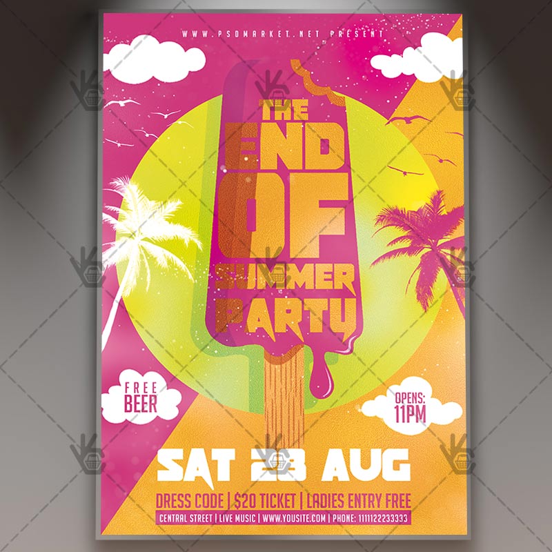 the end of summer seasonal flyer psd template free summer flyer template