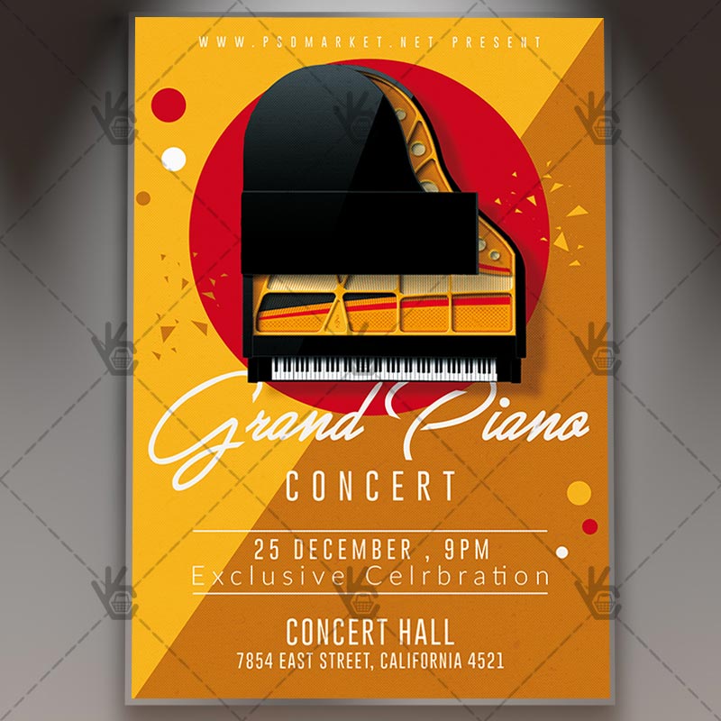 grand piano concert music flyer psd template psdmarket sample flyers for church pianist needed