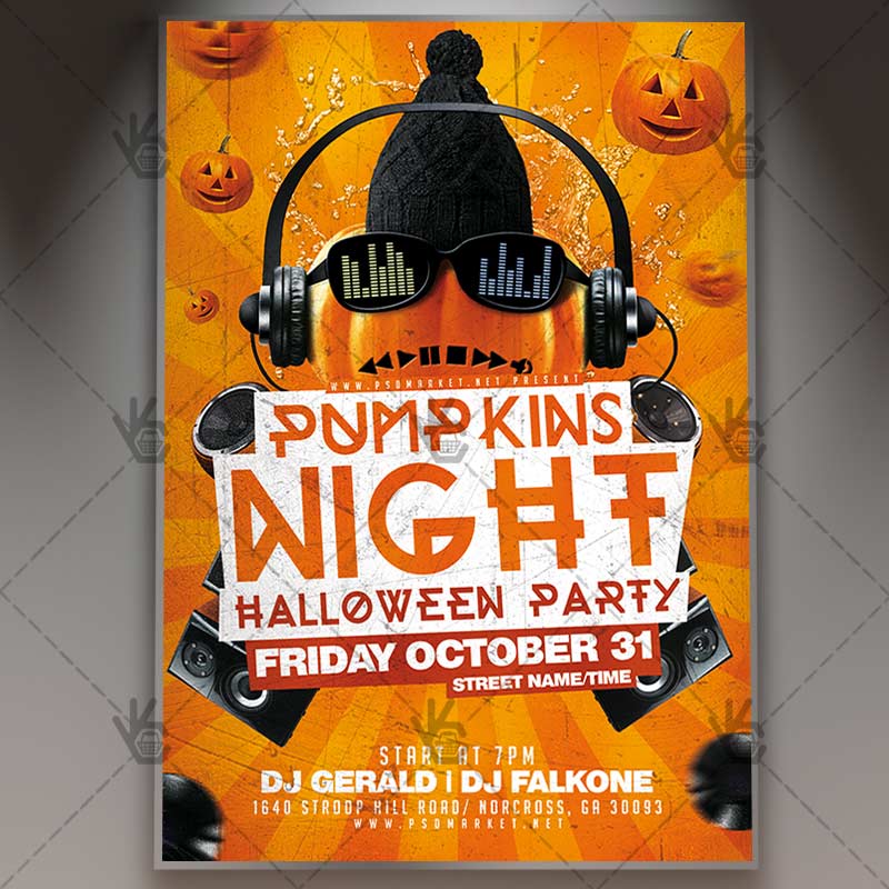 pumpkin night halloween flyer psd template psdmarket star market flyer