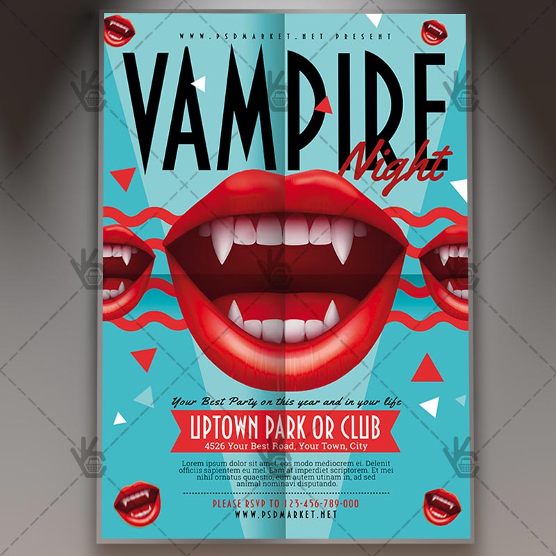 vampire night halloween flyer psd template psdmarket