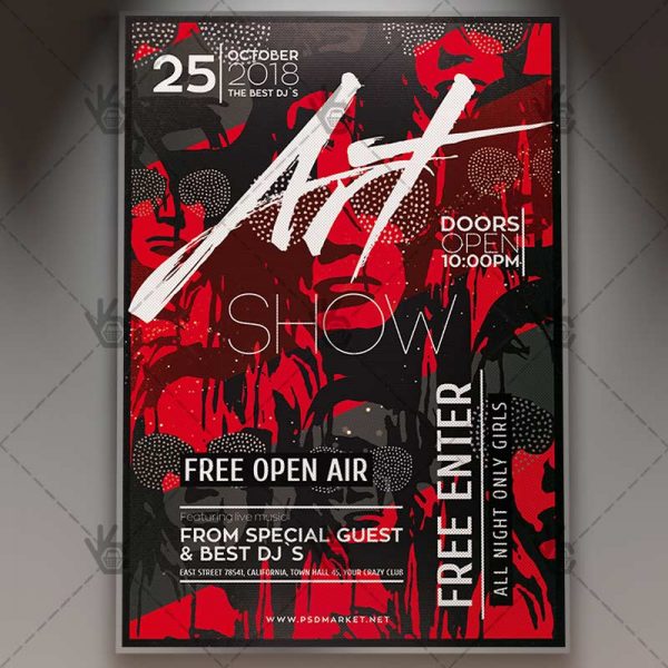 art show event business flyer psd template psdmarket
