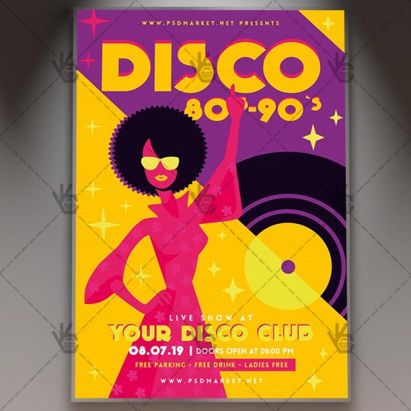disco 80s 90s club flyer psd template psdmarket
