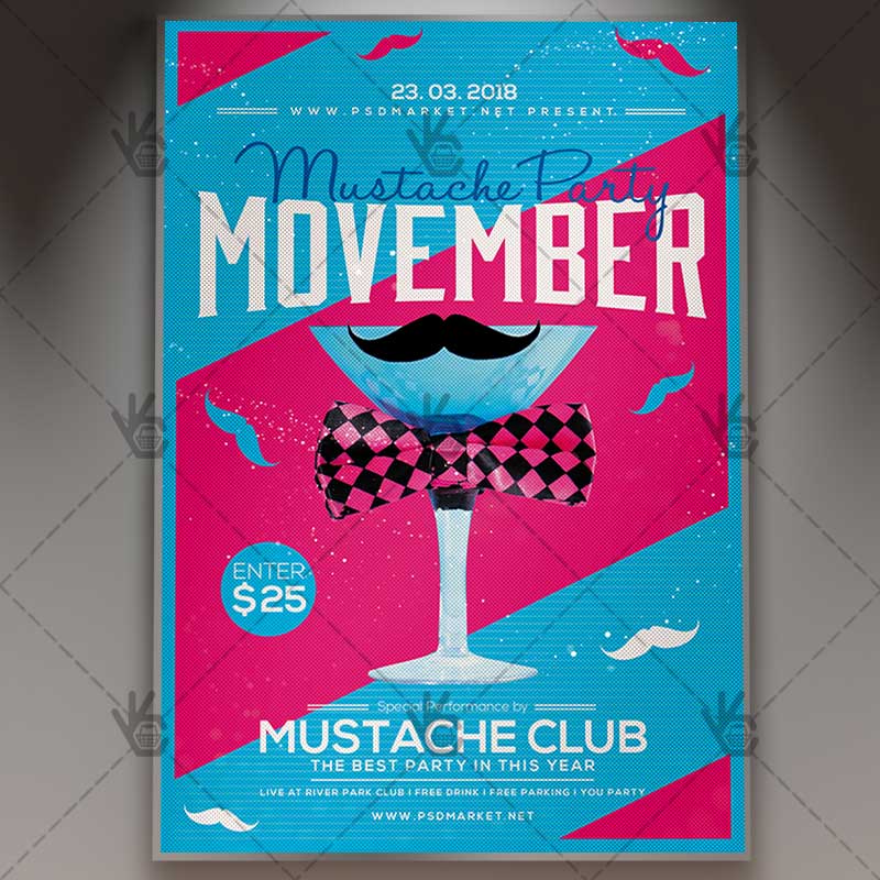 movember mustache party seasonal flyer psd template psdmarket movember flyers