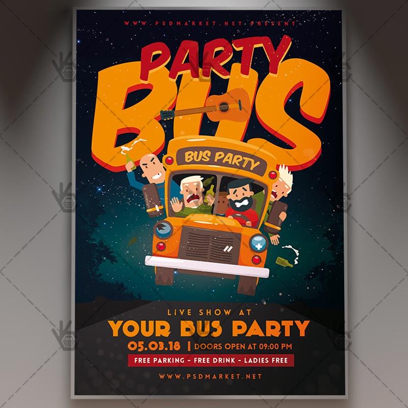 Party Bus Night Club Flyer PSD Template PSDmarket