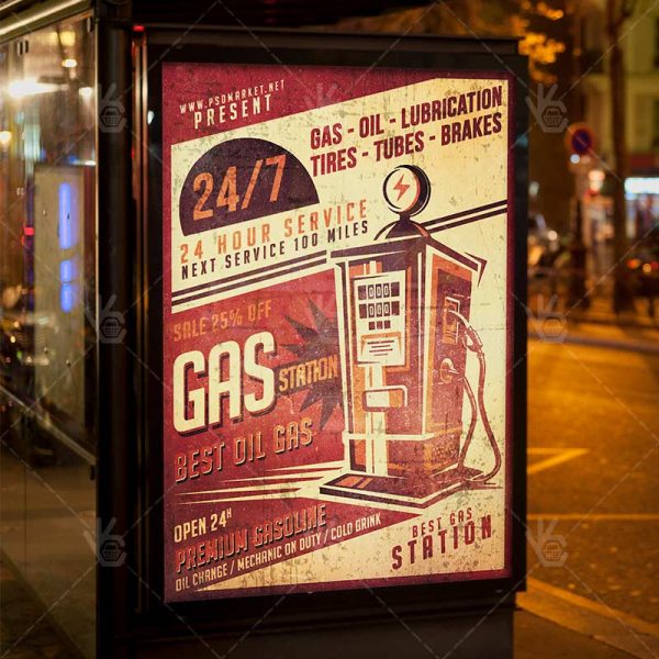 vintage gas station business flyer psd template psdmarket flyers gas station near me
