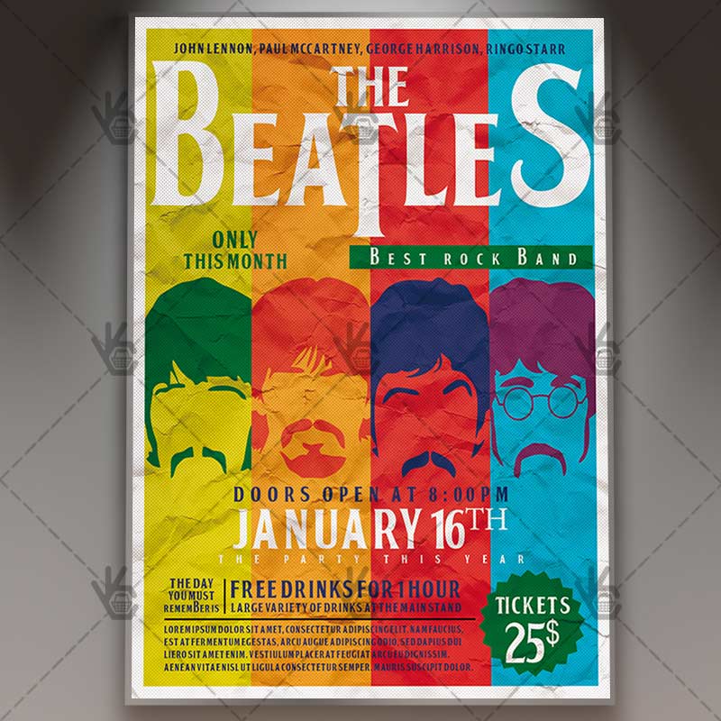 Download Beatles Day - Club Flyer PSD Template