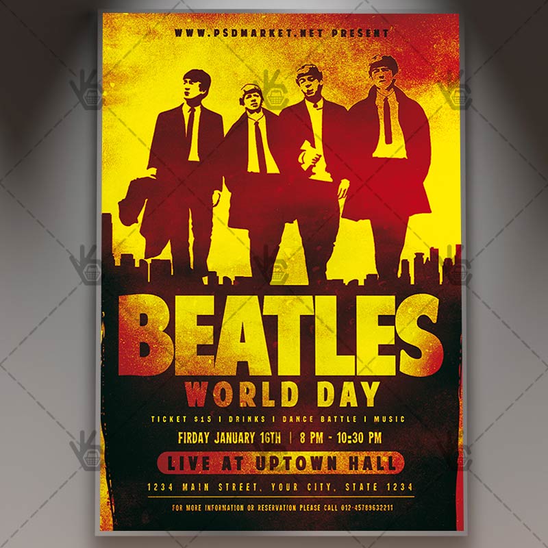 Download Beatles World Day - Club Flyer PSD Template