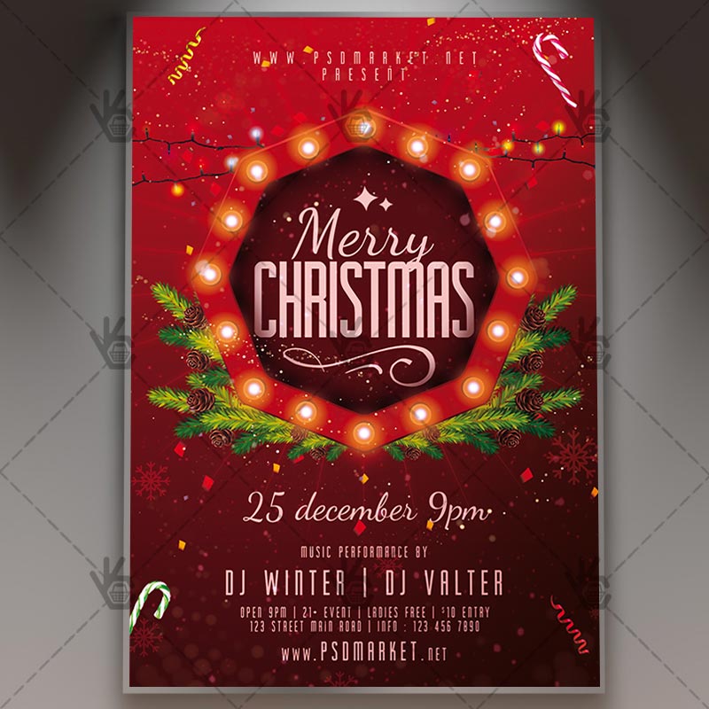 christmas night winter flyer psd template psdmarket
