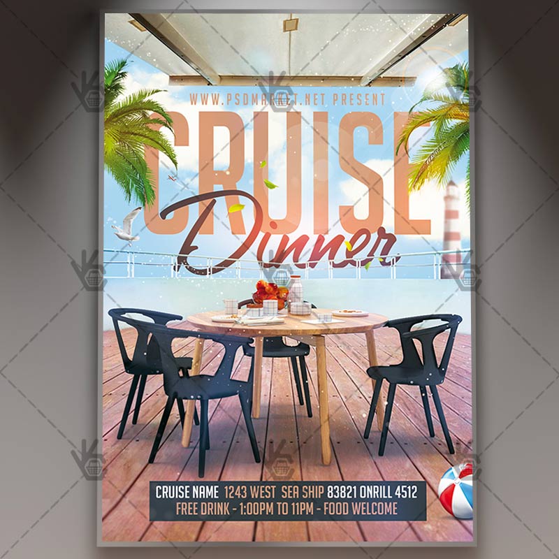 cruise dinner travel flyer psd template psdmarket