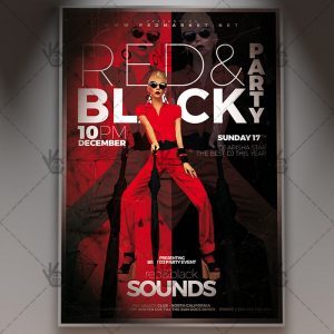 Download Club Flyer PSD Template Red and Black Party