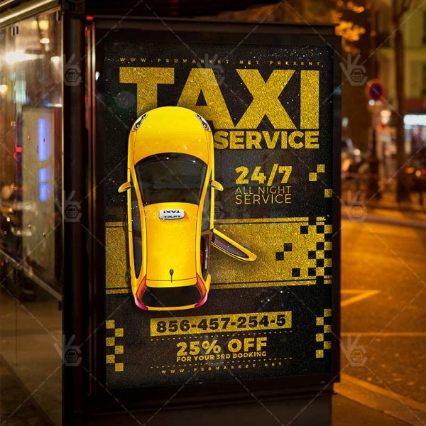 taxi cab service business flyer psd template psdmarket template flayer