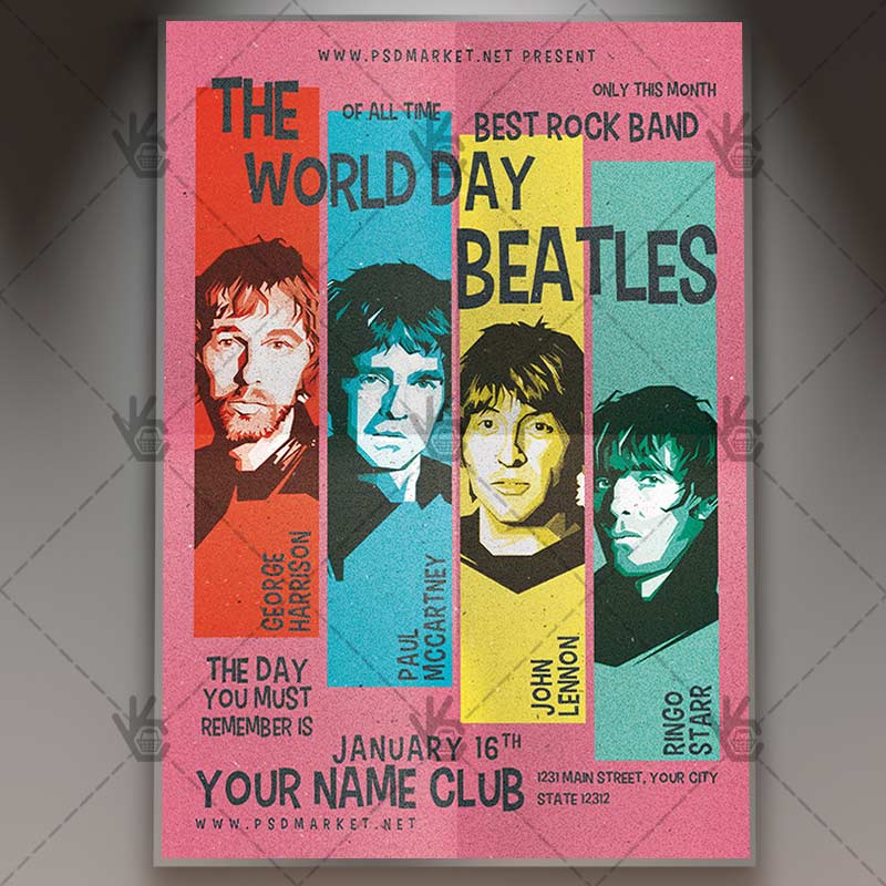 Download The Beatles Day - Club Flyer PSD Template