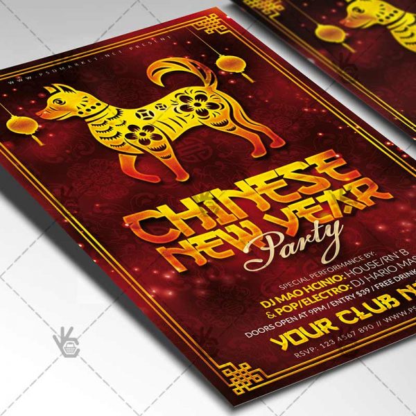 chinese new year party winter flyer psd template psdmarket
