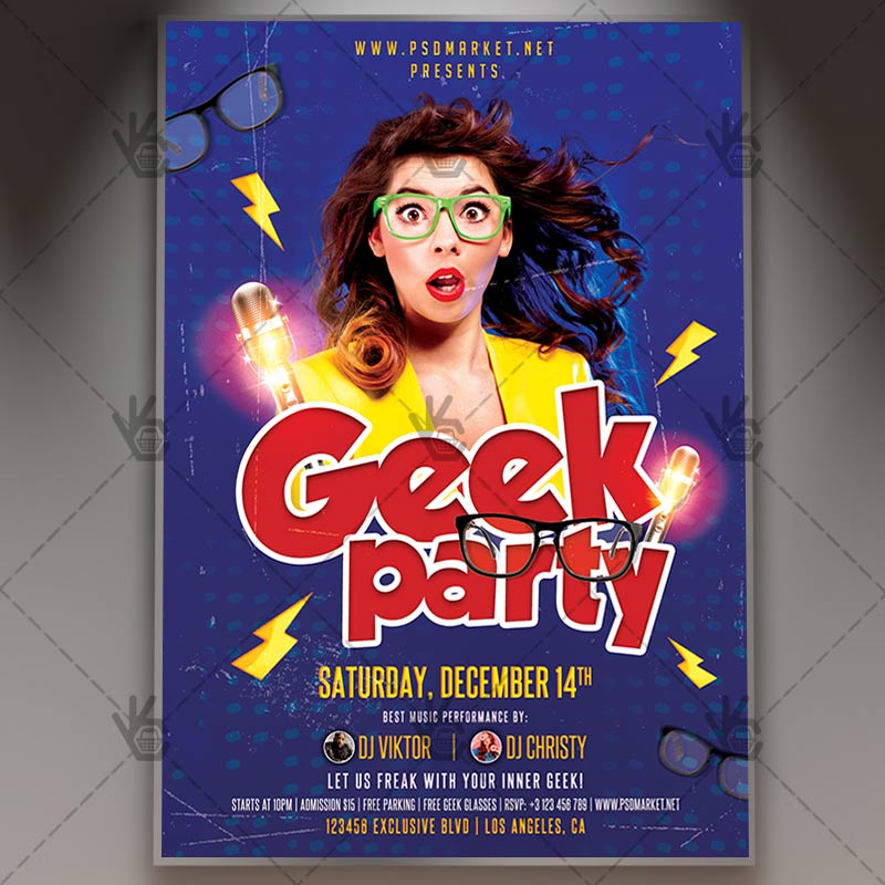 Download Geek Party - Club A5 Flyer PSD Template