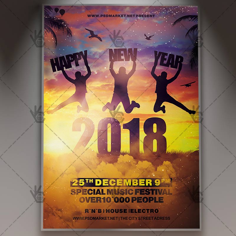 Download Happy New Year 2018 - Winter Flyer PSD Template