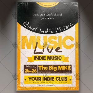 Download Indie Music Live - Club Flyer PSD Template