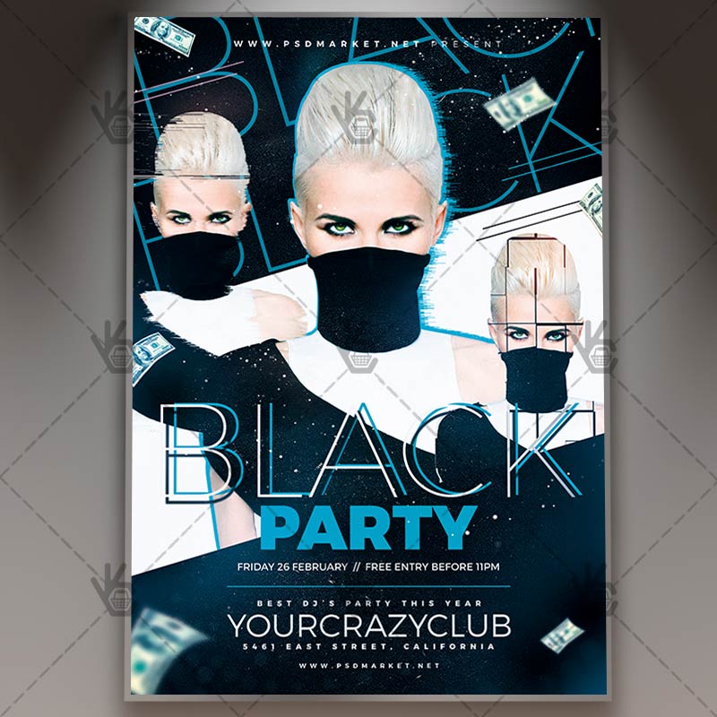 black party night club flyer psd template night clubs flyers