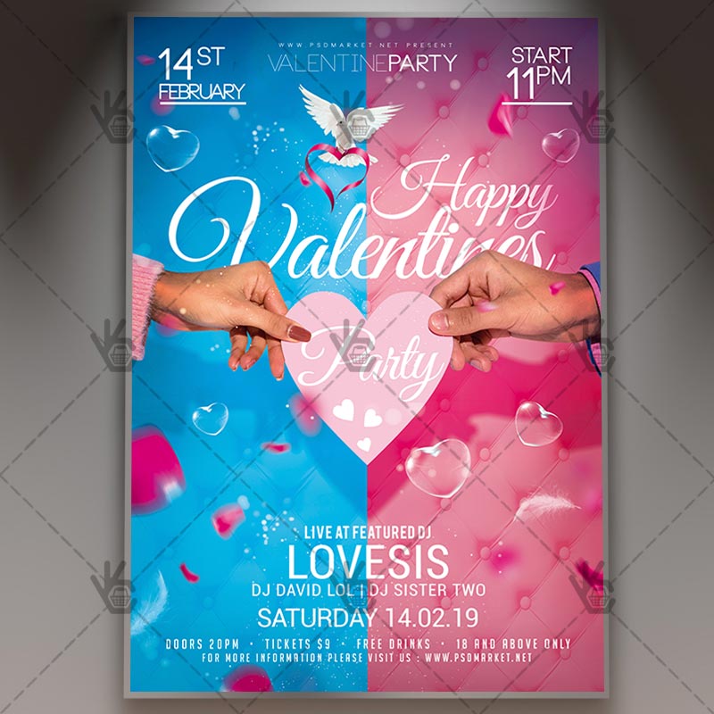 Download Happy Valentines Event - Club Flyer PSD Template