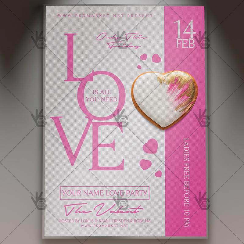 Download Love Party - Valentines Flyer PSD Template