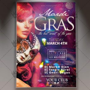 Download Mardi Gras Event - Carnival Flyer PSD Template