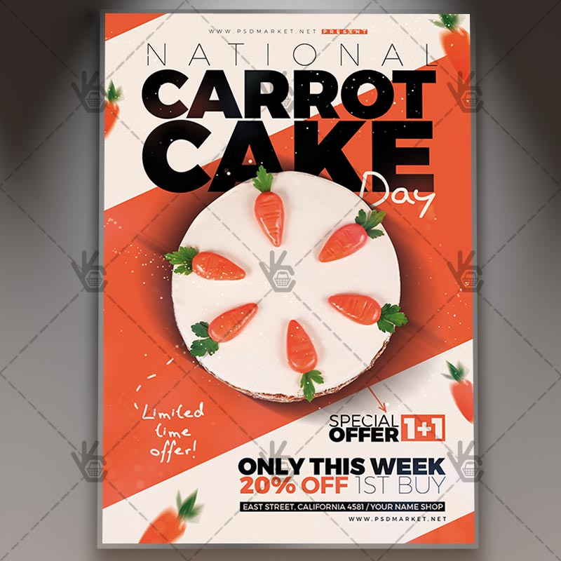 national carrot cake day american flyer psd template psdmarket flyers cake