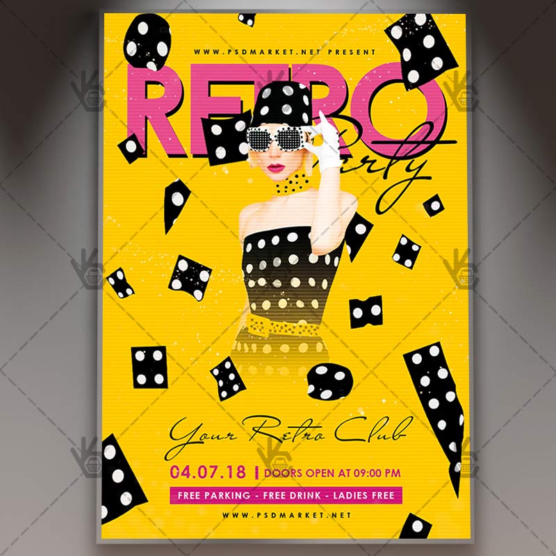 Download Retro Party - Club Flyer PSD Template